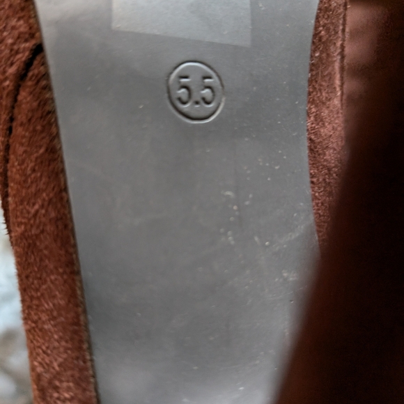 Tall brown sueded zip up heeled slouchy boots sz 5.5 - Picture 6 of 9